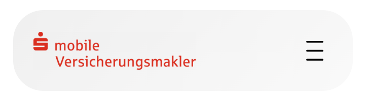 Logo von s mobile Versicherungsmakler mit Hamburger-Menü für mobile Ansicht.
